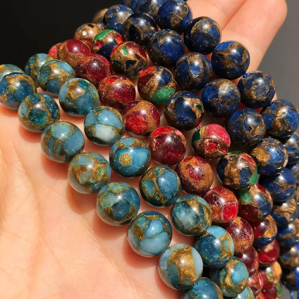 Natural Stone Dark Blue Multicolor Cloisonne Jaspers Beads  6/8/10mm Loose Spacer Beads For Making DIY Jewelry Bracelet Necklace