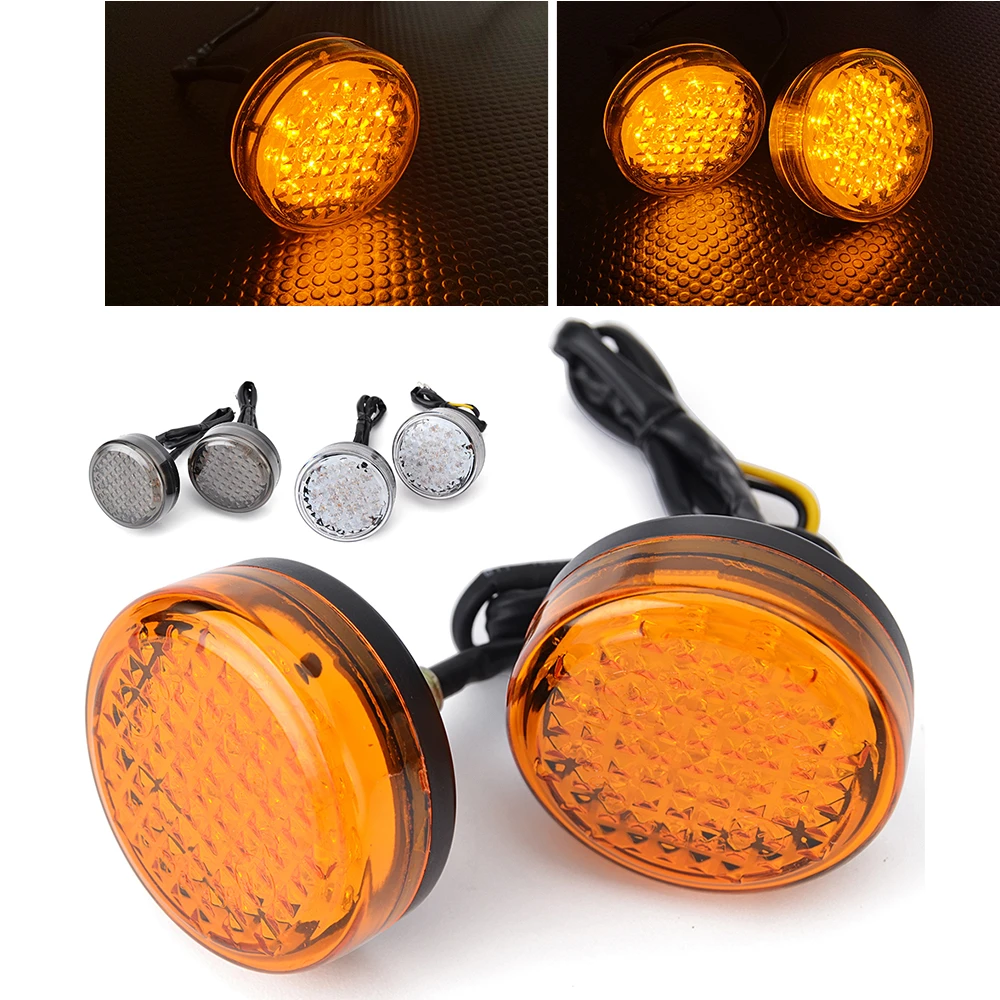 LED ATV włączony kierunkowskaz bursztynowy kierunkowskaz motocykl okrągły przedni tylna lampa do choppera Cafe Racer lampa reflektorowa Ducati