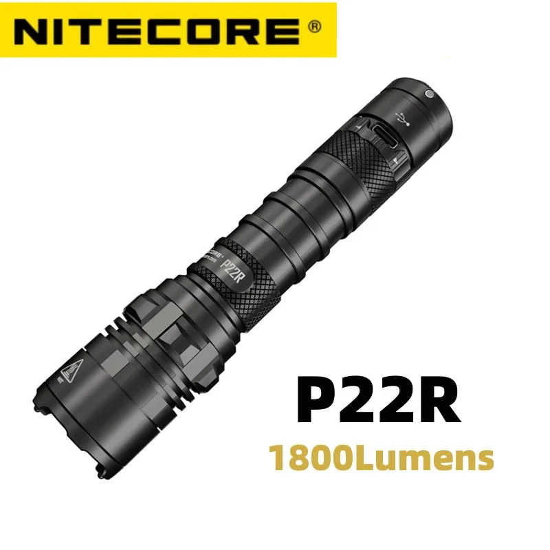 NITECORE P22R Tactical Flashlight USB-C Rechargeable XHP35 HD LED 1800Lumens Self-defense Torch Light With 3500mAh 18650 Battery