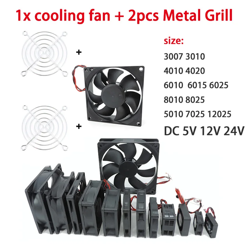 

30mm 40mm 50mm 60mm 70mm 80mm 120mm Cooling Fan with Guard Metal Grill for Computer Case Cover Fan 6025 8025