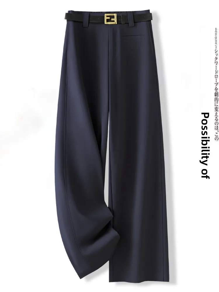 Pantalones de traje drapeados de cintura alta adelgazantes, cómodos pantalones de pierna ancha sueltos para mujer, pantalones hasta el suelo para ir al trabajo Sle otoño 2025