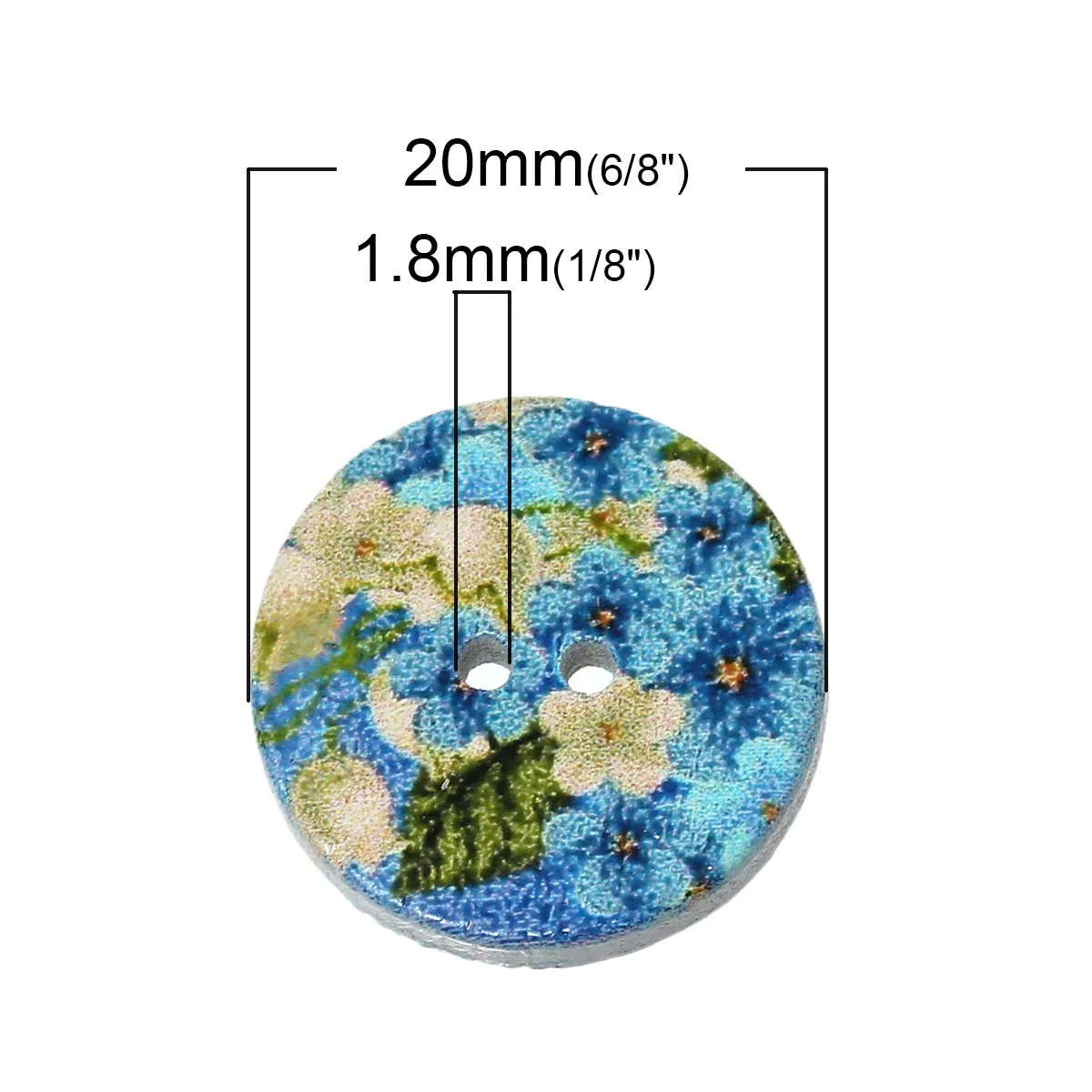 100pcs 20 25mm Wood Buttons 2Holes Scrapbooking Round At Random Flower Pattern Buttons Women Coat Dress DIY Sewing Accessories