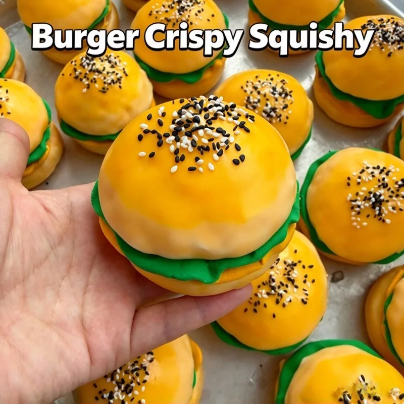 Crunchy Squishy Simulation Hamburger Stress Ball Fidget Toy Squeeze Ball Round Blocks Filled ASMR Anti Stress Toys X-mas Gift
