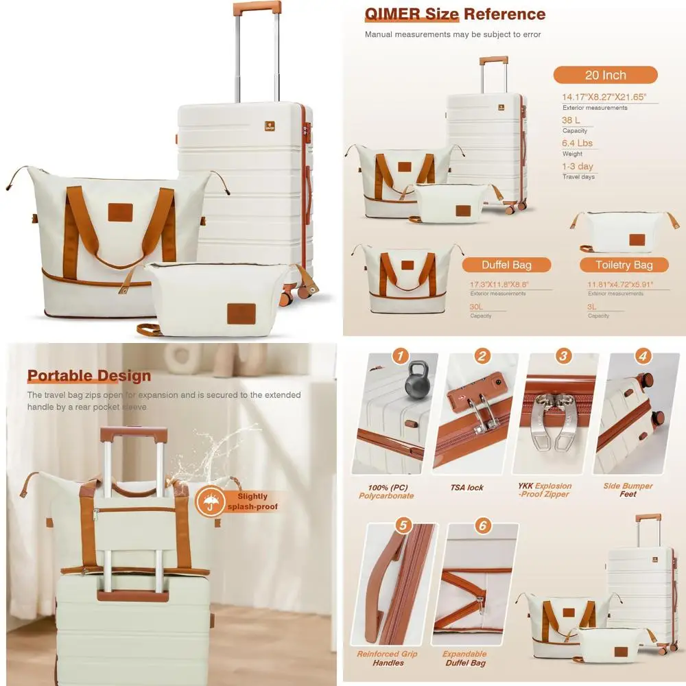 Lightweight 20 Inch PC Hardshell Suitcase with Quiet Spinner Wheels, TSA Locks, Durable Zipper for Travel and Carry-On Luggage