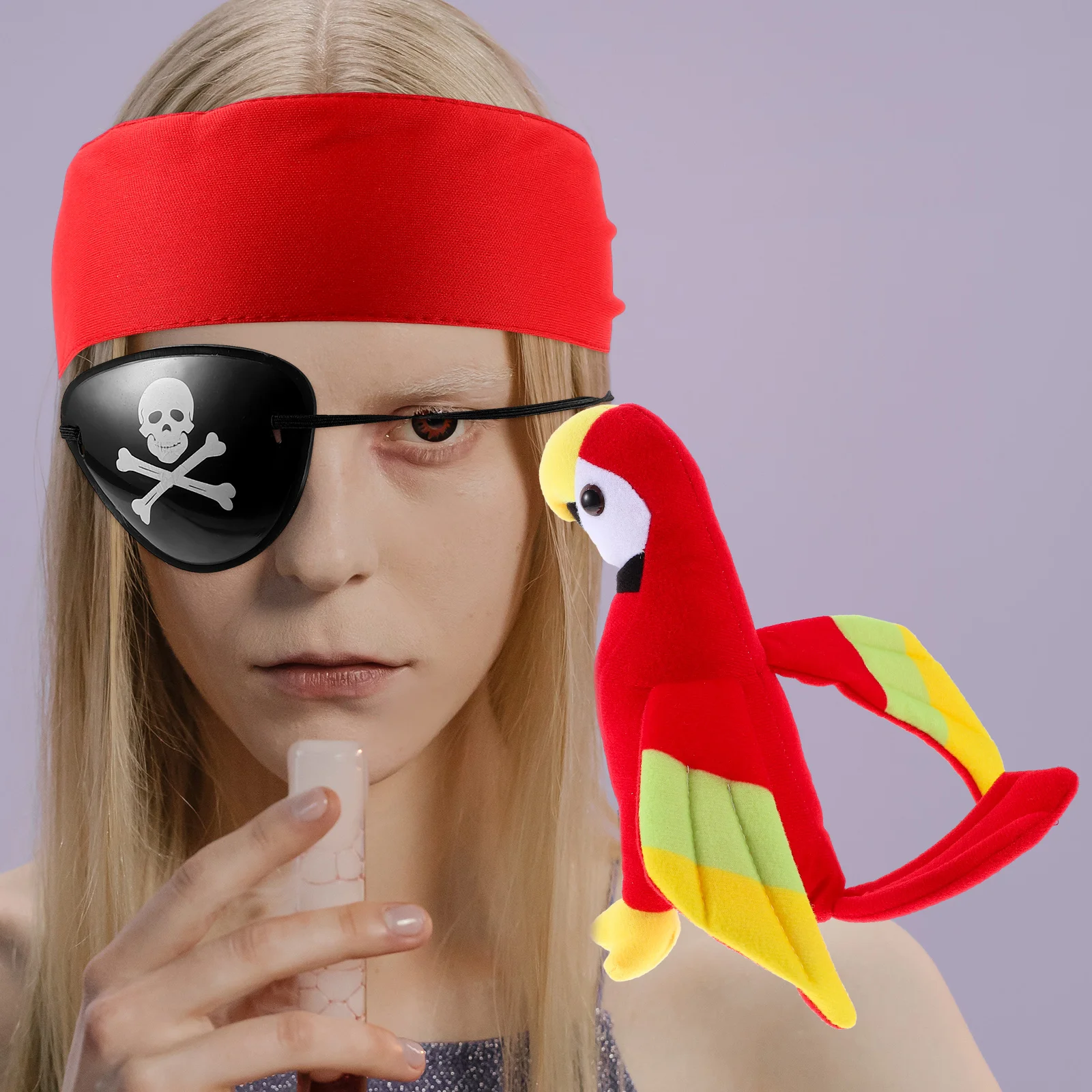 

1 set Party Costume Set Red Headband Eye Patches Adult Fancy Dress Theme Party Supplies Halloween Costume Accessories Bandana