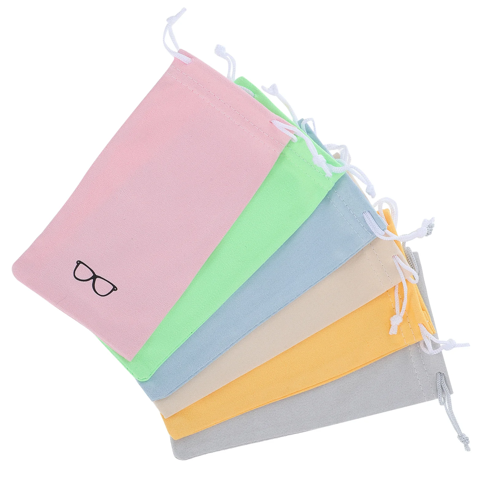 

6pcs Glasses Cloth Storage Bag Microfiber Durable Drawstring Sunglass Cases Women Dustproof Portable Eyeglass Pouch Protective