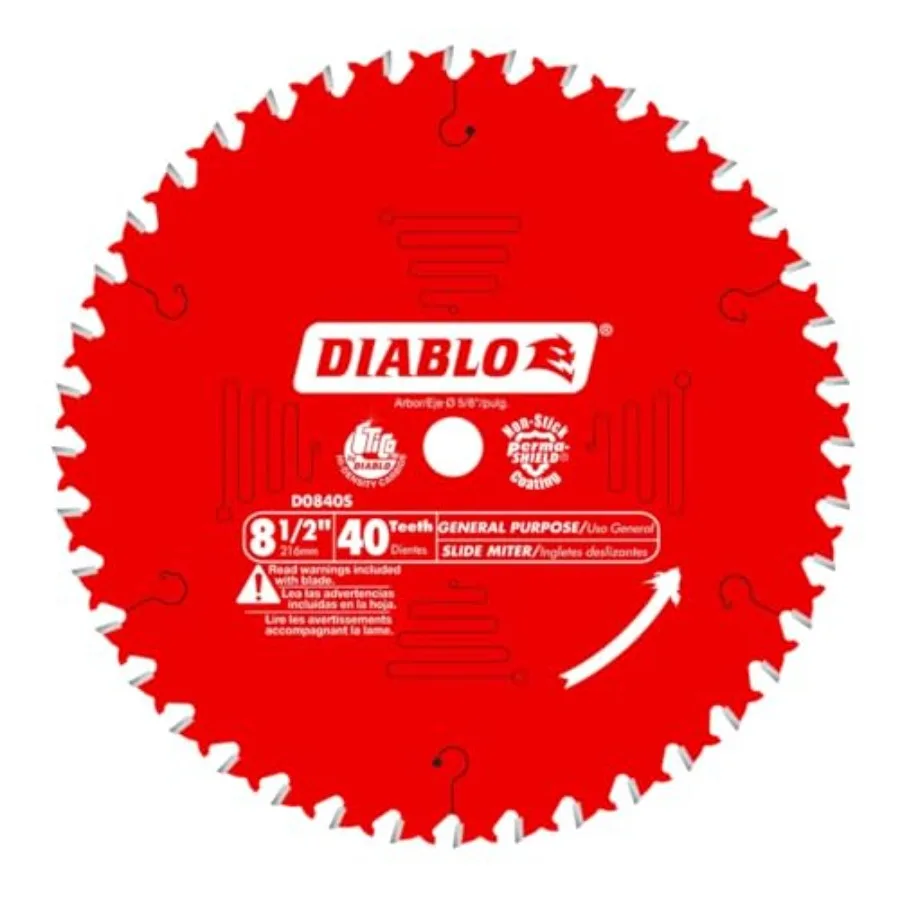 

Saw Blade for Wood - meter 40 ATB Teeth 5/8" Arbor .094" Kerf 15° Hook Angle .063" Plate 9000 Max RPM - D0840S