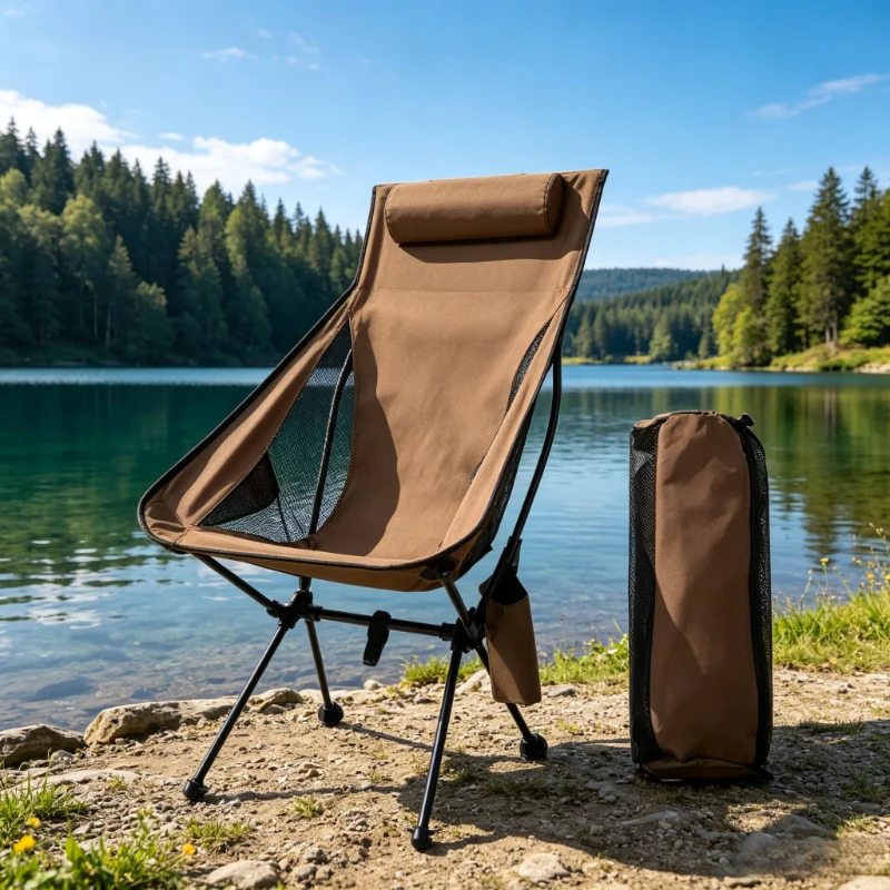 

Aluminum Alloy Folding Camping Chair Portable Lightweight With Headrest For Outdoor Fishing Hiking Travel Relax