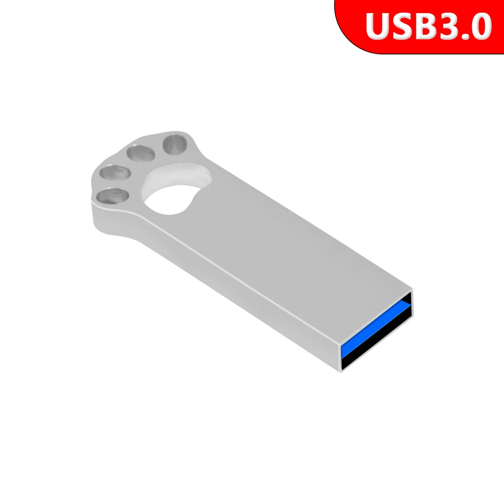 محرك فلاش USB3.0 بندريف فضي القط باو 64 جيجابايت محرك القلم مقاوم للماء المعادن U القرص ذاكرة USB Cle الذاكرة Usb عصا 64 جيجابايت