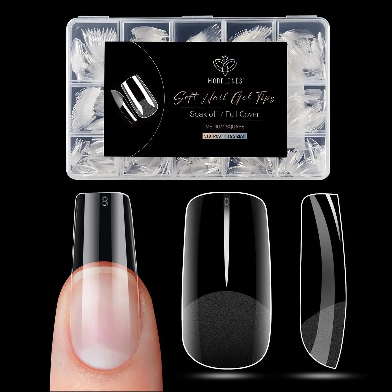 

Modelones Medium Square Nail Tips - 510Pcs Fake Nails Gel Tips Pre-shaped Half Matte Full Cover Acrylic Gel Press on Manicure