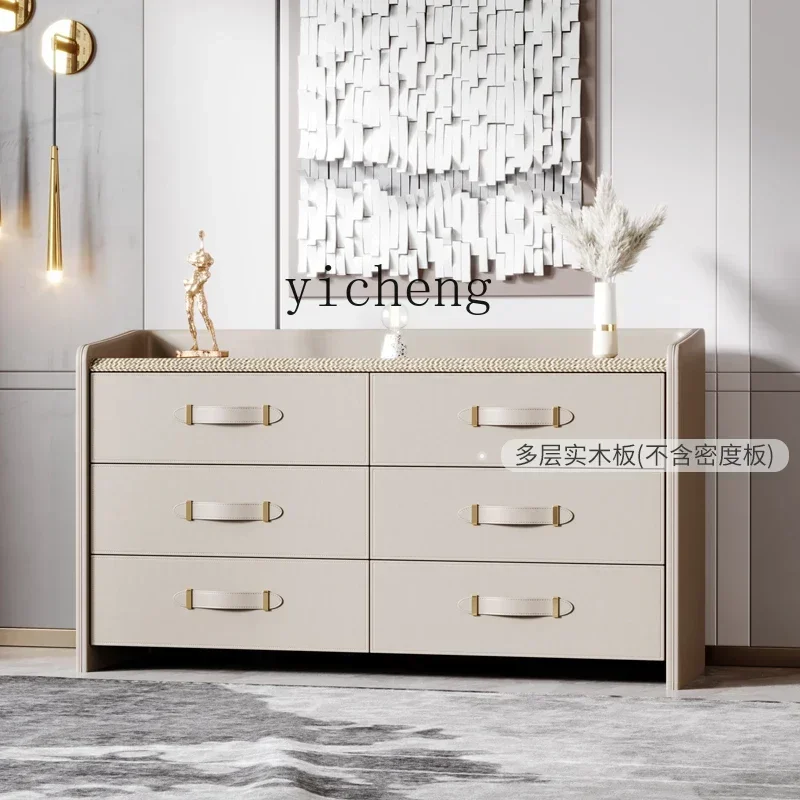 ZZ Italian Style Light Luxury Locker Hong Kong Style Chest of Six Drawers Bedroom Simple Post-Modern TV Bench for Bedroom