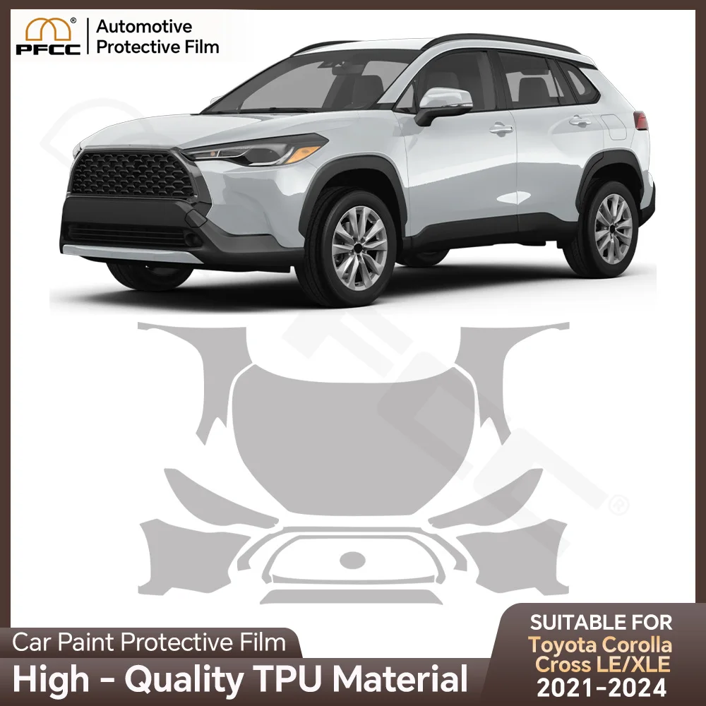 

Для Toyota Corolla Cross LE XLE 2022-2024: Комплект прозрачной защитной пленки из ТПУ (PPF) для кузова автомобиля, предварительно вырезанный, устойчивый к царапинам