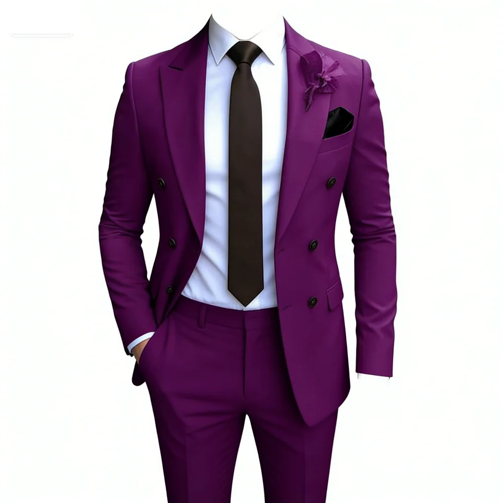 

High-End Brown Slim Fit Men's Suit Two-Piece Set Fashionable Handsome Formal Wear for Wedding And Business