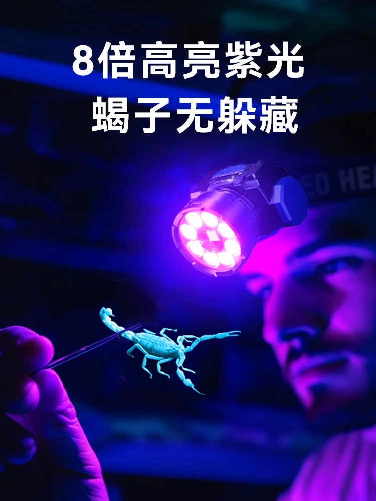 2025 new special strong light high-power charging purple headlight long battery life head-mounted