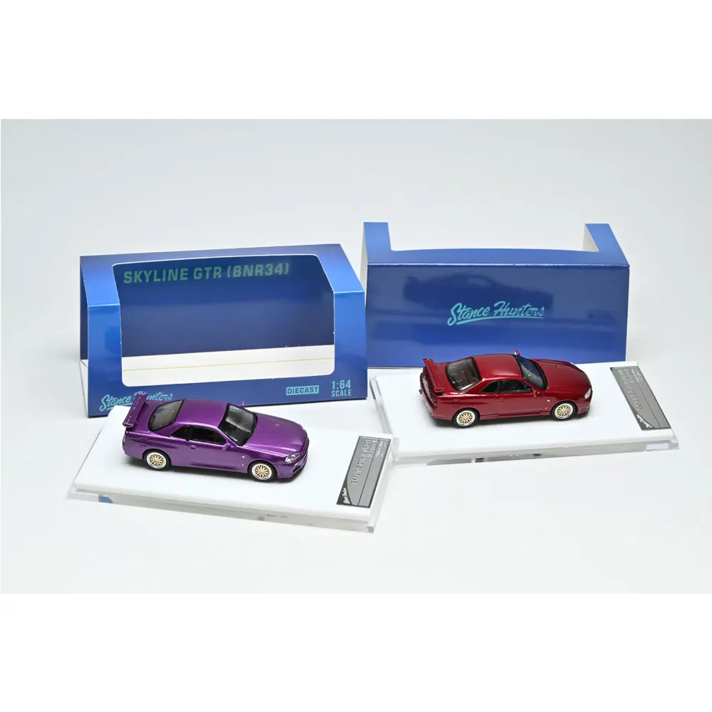 Stance Hunters 1/64 Skyline GTR R34 Model Car Vintage Cars Diecast Vehicle Collection Model With Display Case Gifts for Adults - view 4