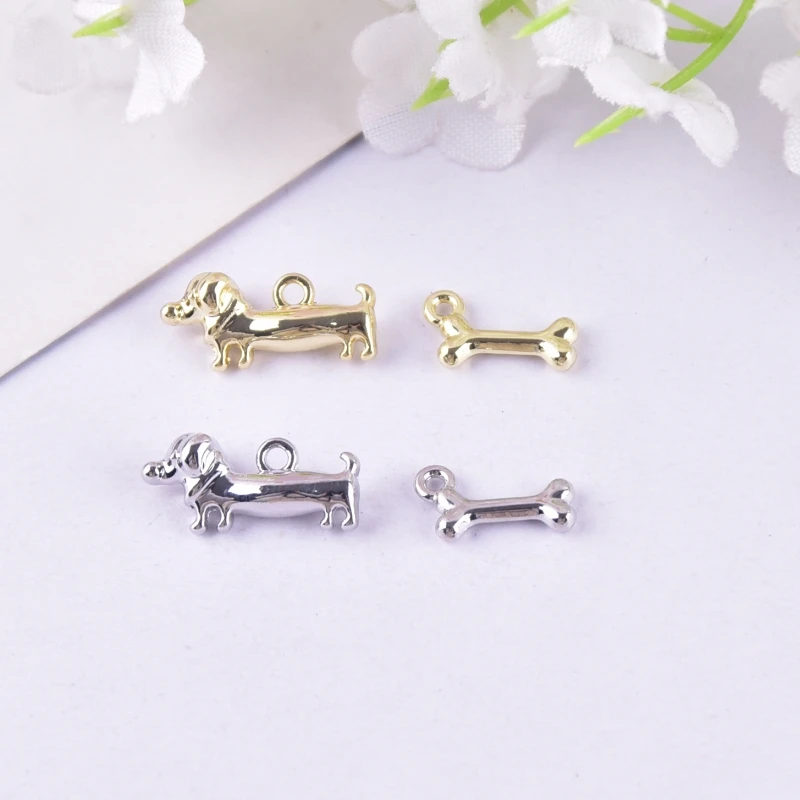 10pcs Puppies and Bones Alloy Charms  for Earring Keychain DIY Decoration Fashion Jewelry Accessories