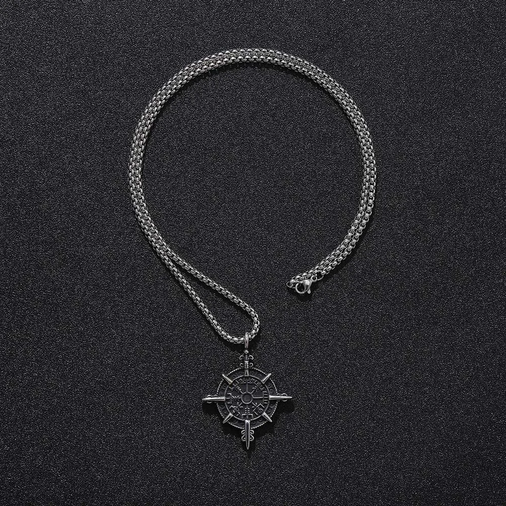 NORRON Viking Rune Odin Amulet Men Alloy Pendant Necklace Viking Power Symbolize Personality Men Pendants Neck Chain Jewelry