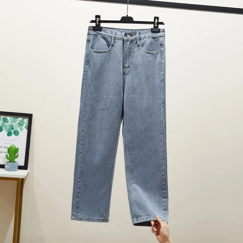 

Модные свободные прямые мужские джинсы на осень-весну, новая корейская версия, универсальные, повседневные, для студентов, со средней посадкой, на молнии