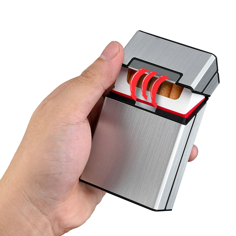 Cigarette Case Holder 20pcs Capacity Cigarettes Holder Metal Cigarette Storage Box Magnetic Flip Cap Mirror Bottom Smoking Gifts