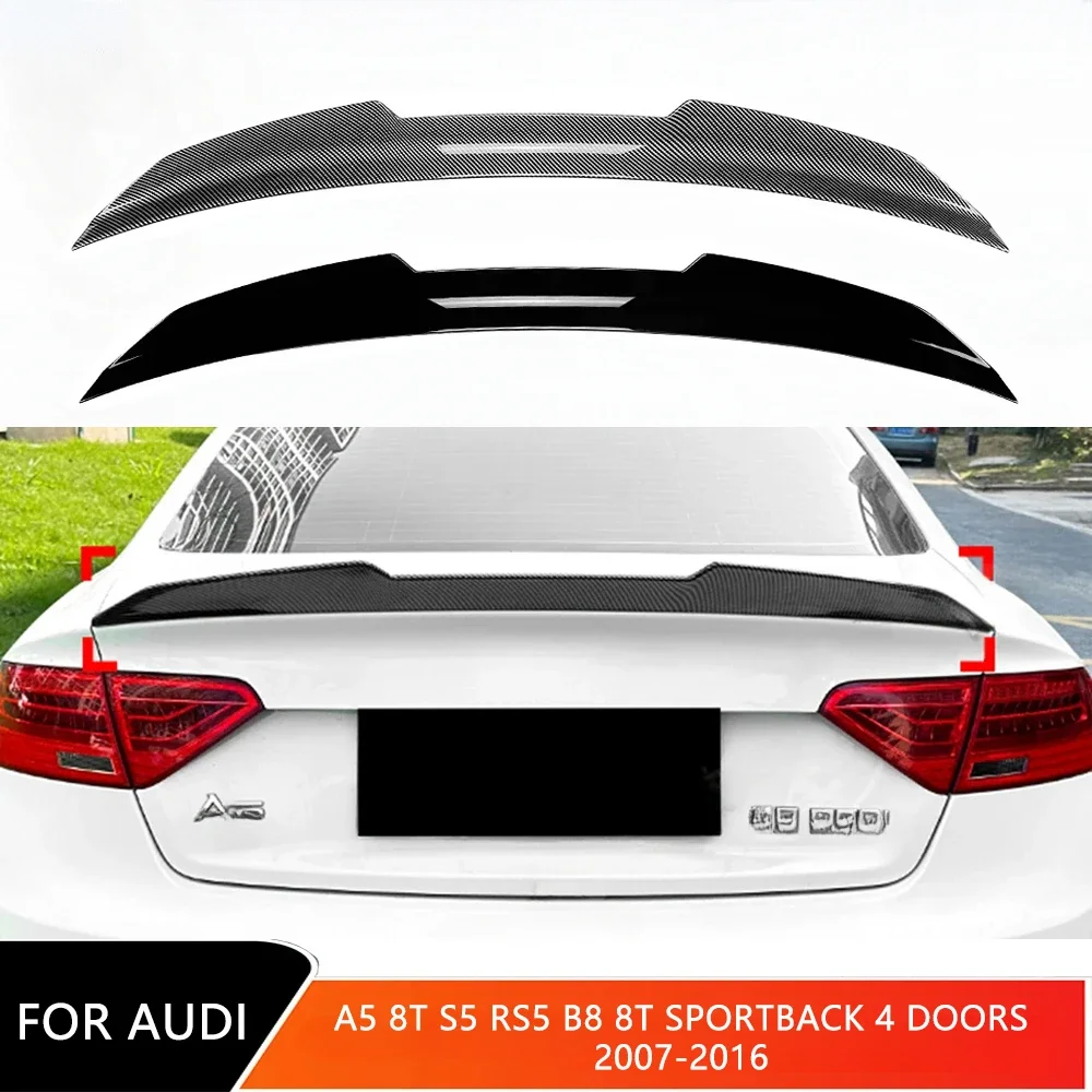 

Car Rear Trunk Spoiler Tail Fin for Audi A5 8T S5 RS5 B8 8T Sportback 4 Doors 2007-2016 PSM Style Rear Roof Lip Wing Body Kit