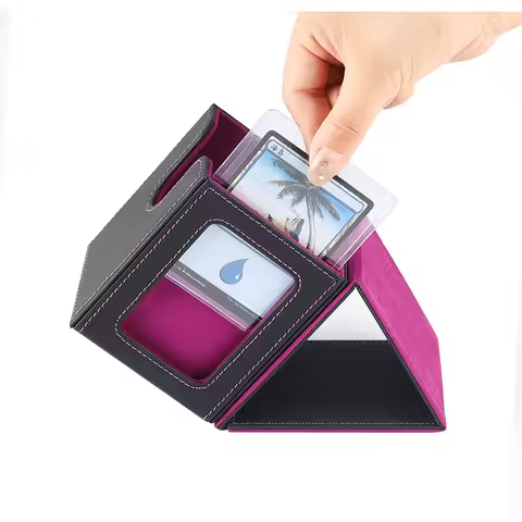 100+ Card Deck Box PU Leather w/ Magnetic Closure - Vertical TCG Game Storage Case for Commander &amp; Collectible Cards