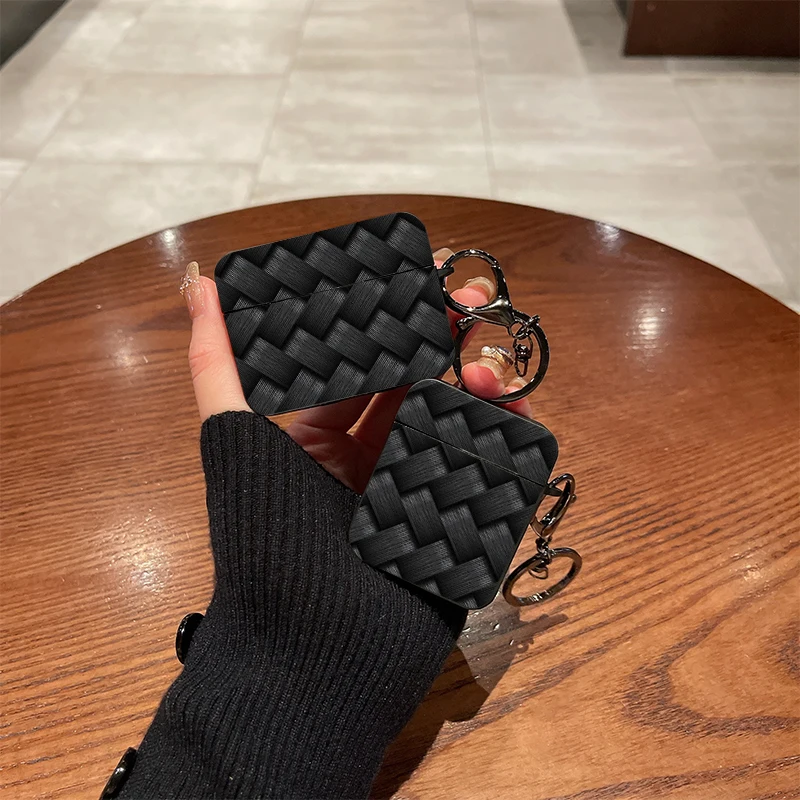 

Woven Pattern Simple Black Silicone Case For Airpods Pro2 Airpods4 3 2 1 Wireless Bluetooth Earphone Protective Soft Cover