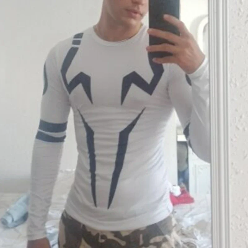 3D Print Compression Shirts for Men Athletic Quick Dry Tshirts Tops Gym Workout Fitness Undershirts Baselayers Sports Activewear image 5