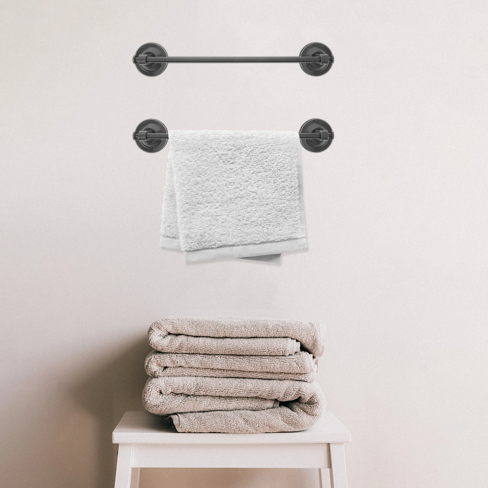 

Aluminum Suction Cup Towel Rack No Drill Waterproof Bath Kitchen Towel Holder Stylish Modern Elegance Space Saver Single Rod