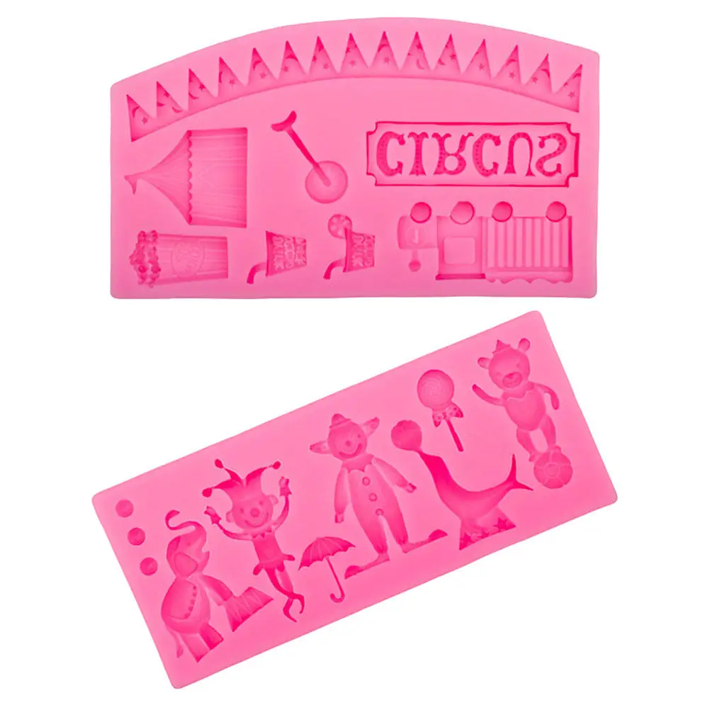 2Pcs Circus Theme Silicone Fondant Mold for Cake Cookies Chocolate Candy Mousse Marzipan DIY Epoxy Clay Soap Crafts Creative view 5
