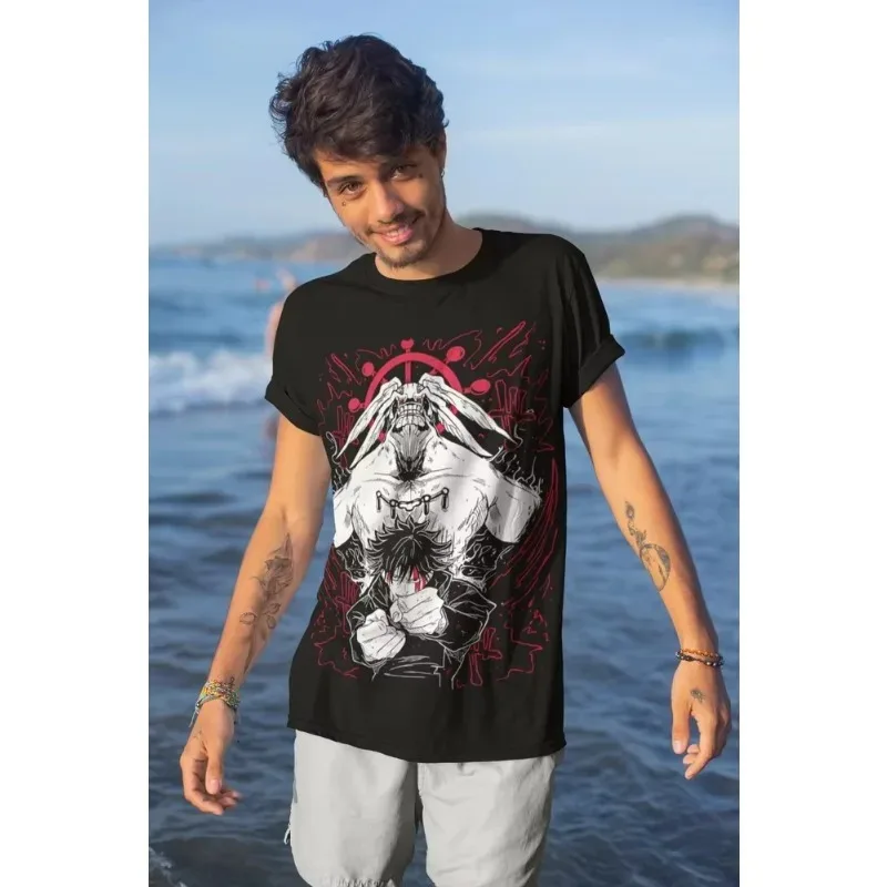 

Новинка 2025, модная футболка для косплея вокруг Megumi Fushiguro Mahoraga, футболка с рисунком Jujutsu Kaisen Gojo Satoru, подарочная рубашка, мягкая футболка