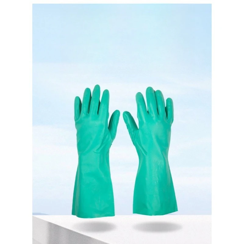 PPE chemical-proof nitrile flocking inner gloves, waterproof dishwashing protective wear-resistant work gloves