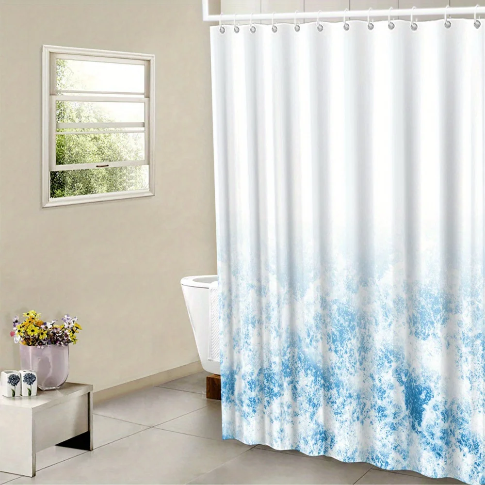 

Абстрактная занавеска для душа Ocean Swirl — синий градиент, полиэстер, можно стирать в машине, без подкладки, 12 крючков, всесезонный декор для ванной комнаты