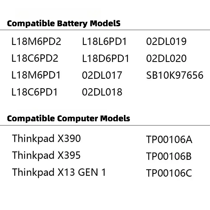 بطارية كمبيوتر محمول L18M6PD1 11.46V 4190mAh لينوفو ثينك باد X395 X390 X13 1st Gen L18M6PD2 L18D6PD1 02DL017 جودة عالية #6