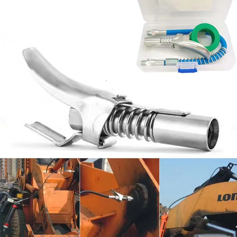 

NEW Hose Kit High Pressure 10000 PSI Grease Gun Coupler Coupling End Fitting 1/8” NPT Adapter Connector Lock on Tool Accessories