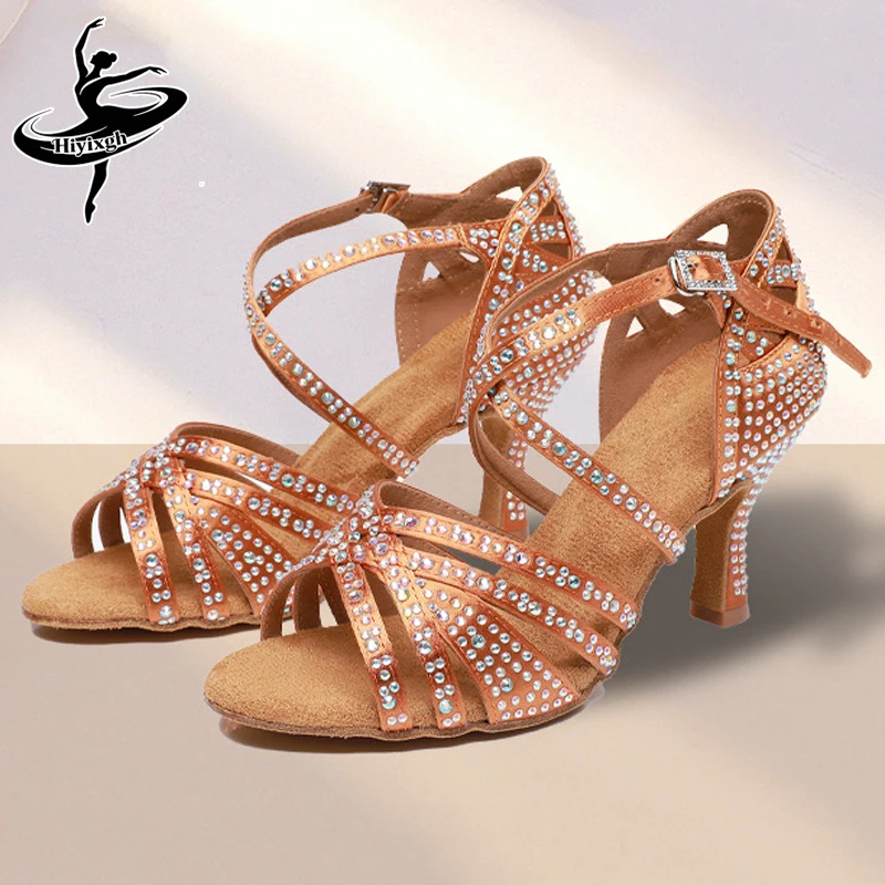 

Новые латинские танцевальные туфли для помещений и улицы, женские танцевальные туфли со стразами, мягкие американские латинские танцевальные туфли на мягкой подошве