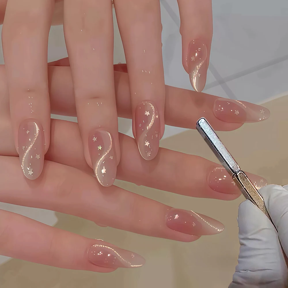 2pcs 1.1*3cm Rectangle Strong Cat Eye Nail Art Magnetic Stick Set Y2K Sweet Star Ribbon CatEye Design Nail Polish Magnetic Tool
