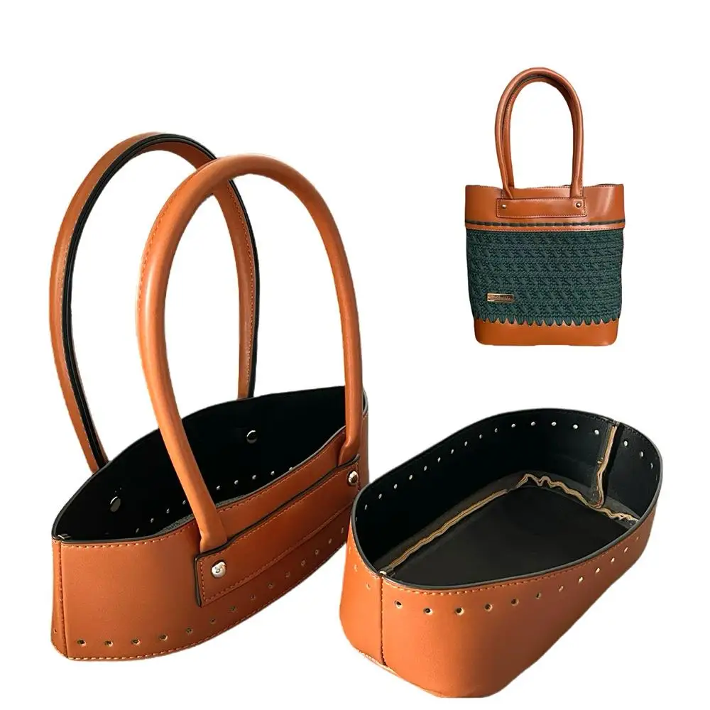1 Set Crochet Handbag Tote Handle Bottom Handmade Handbag Bag Sewing Material Pu Leather Bottoms Handles Shoulder Bag Belt