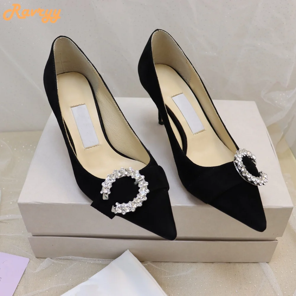 Crystal Bling Bling Buckle Women Pumps Shallow punta a punta Stiletto tacchi alti strass scarpe lucide donna New Fashion Pumps