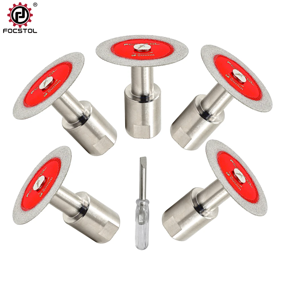 FOCSTOL Diamond Cutting Disc Glass Jade Crystal Tile Marble Saw Blade Brazed Glass Engraving Round Shank Mini Saw Blade