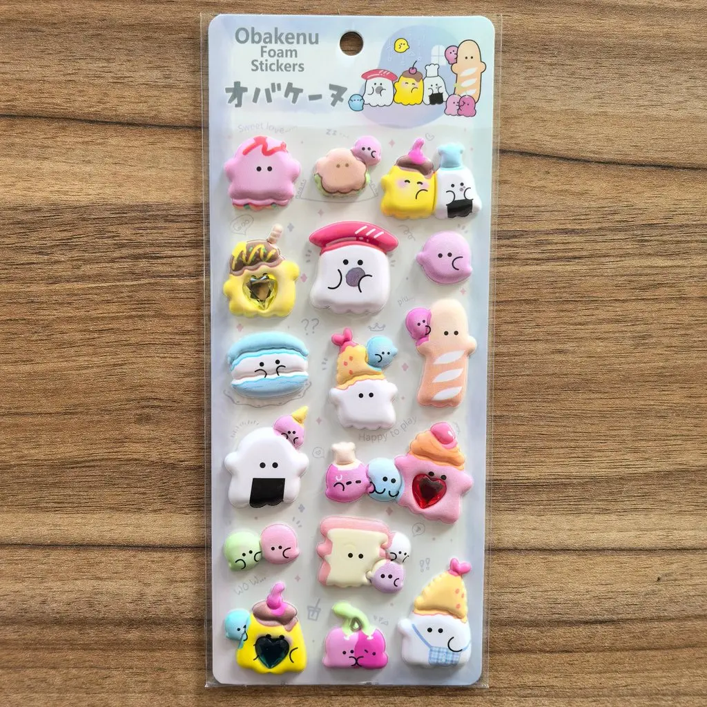 4 قطعة ملصقات فقاعات ثلاثية الأبعاد من القطيفة EVA مع الماس تصميم حيوانات شبح شارات قابلة لإعادة الاستخدام لحقائب الظهر متجر ملصقات BulingBulingStickers