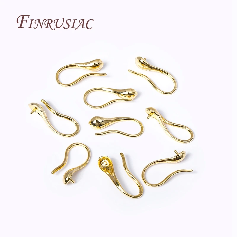 18K Gold Plated Earrings Hooks with Pearl Ear Wire Mounting DIY Pearls Earring Findings
