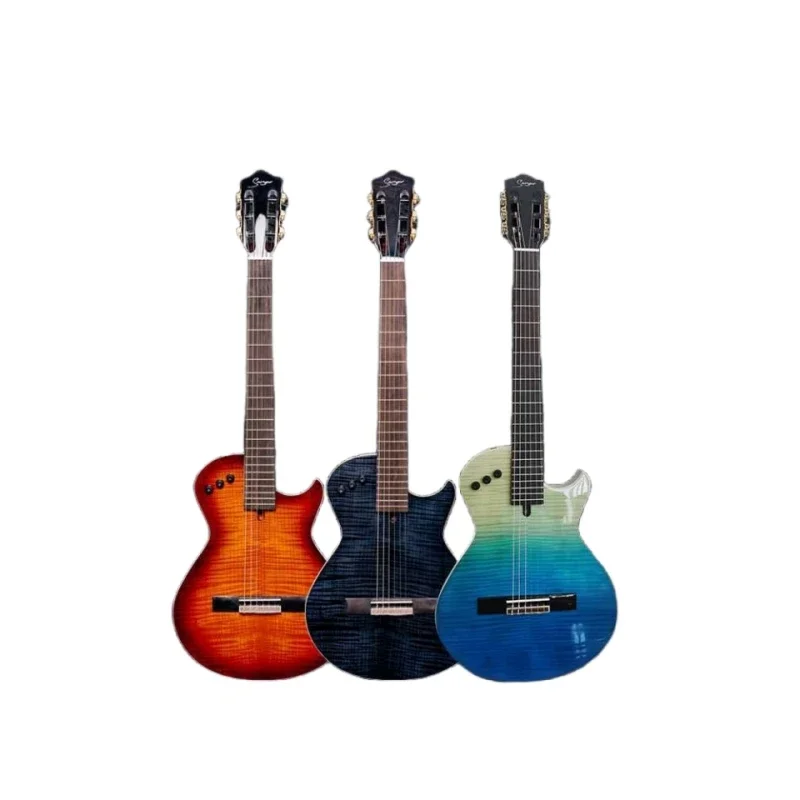 Electric Classic Guitar 39 Inches Silent Nylon Strings Acoustic Guitarra High Gloss Travel 3 Colors Connecting The Amplifier