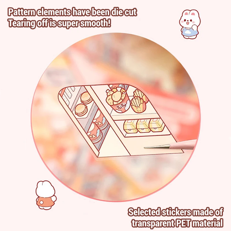 DIY لطيف الأرنب الكرتون فتاة العالم الصغير المشهد ملصق جيب 3D ملصق المقصورة المشهد التراص ولصق مهرجان هدايا الاطفال