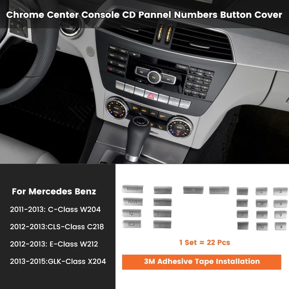 Easy Clean Button Cover Stickers CD Pannel Numbers CLS Class C218 12-13 Car Center Console Cover Trim Stickers E Class W212