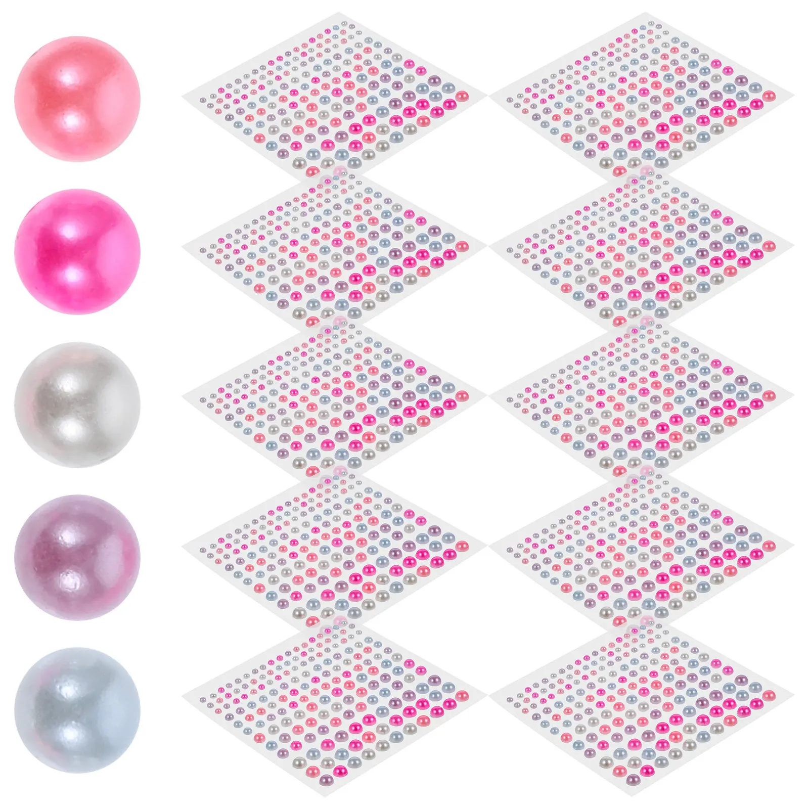 

10 Sheets Face Pearl Stickers Self Adhesive Small Size for Body Decoration Makeup Beauty Festival Party Dance Halloween Cosplay