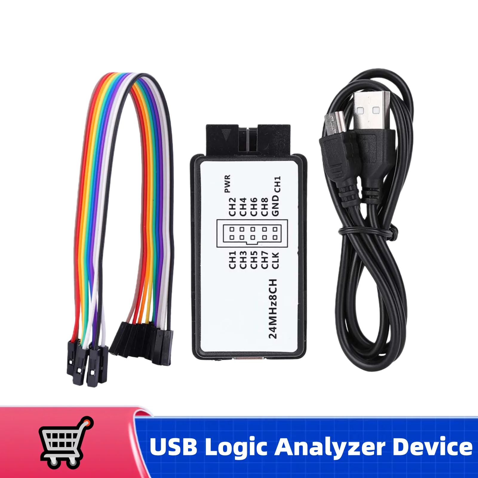 محلل المنطق 24 ميجا هرتز جهاز محلل المنطق USB جهاز محلل المنطق مجموعة صغيرة الرقمية حجم الجيب 8 قناة ذاكرة الإدخال 24 ميجا هرتز