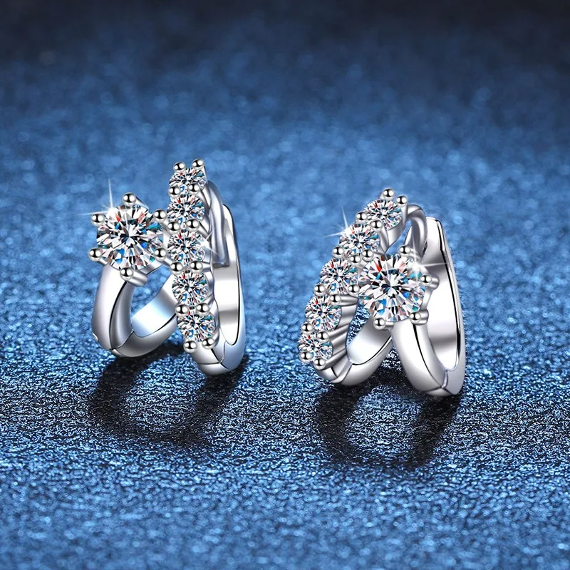 

Luxury Moissanite Earrings for Women S925 Sterling Sliver Hoop Earring Wedding Party Fine Jewelry With Gift Box