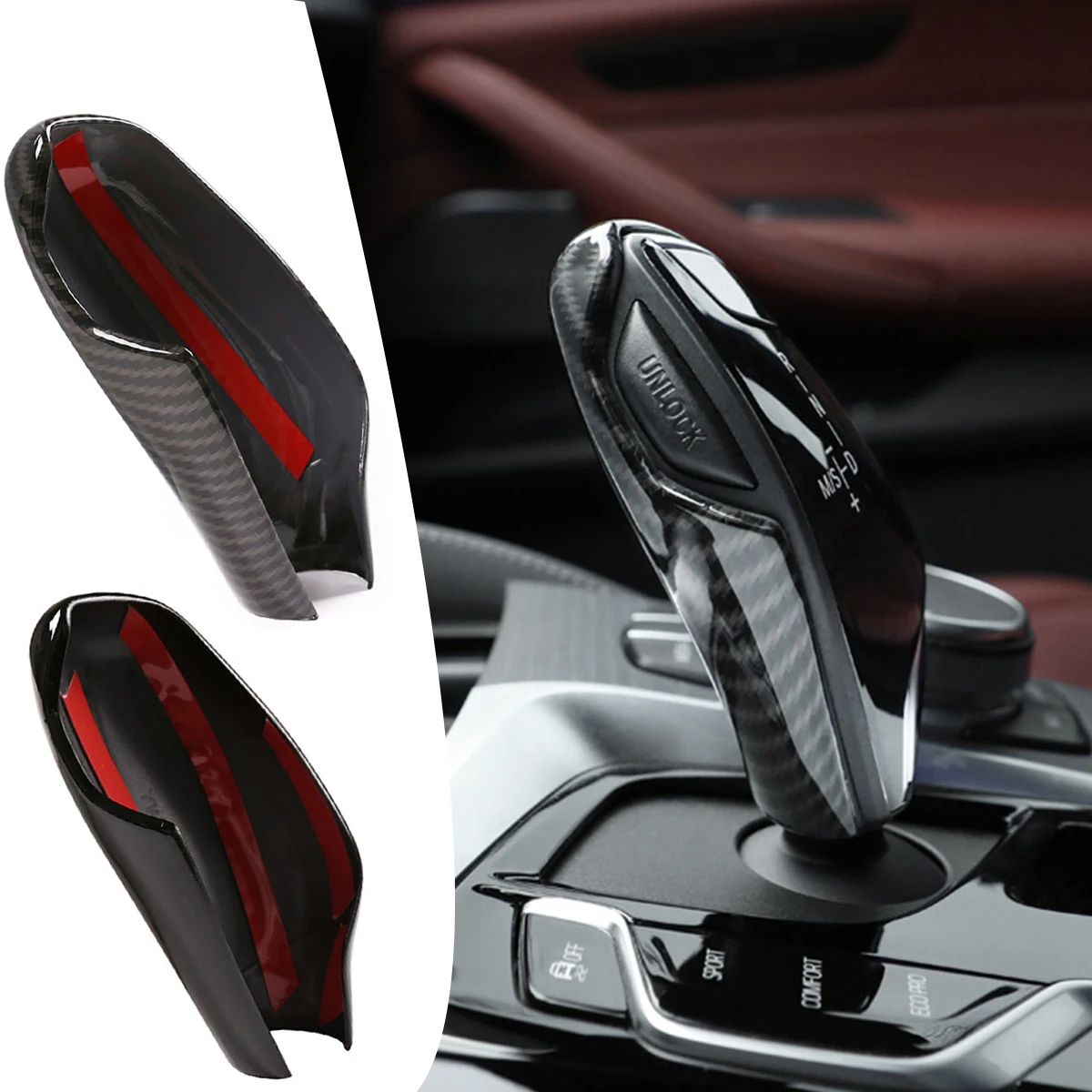 ABS Car Gear Shift Knob Cover Trim Sticker Fit For BMW 5 7 Series 6GT G30 G11 G12 X3 G01 X4 G02 Auto Interior Accessories