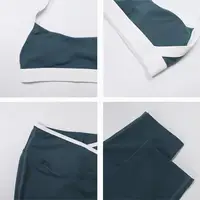 Women Summer Contrasting Sports Bra Shorts Set Female Two-Piece Set Running Shock-Absorbing Neck Hanging Underwear Yoga Set - Image 5