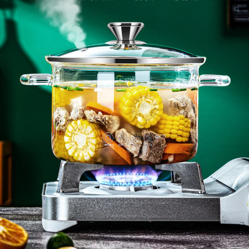 

Glass Saucepan Clear Cooking Pot High Borosilicate Heat Resistant Glass 1.3L/1.8L/3.5L/4.5L Perfect for Mixing Soup